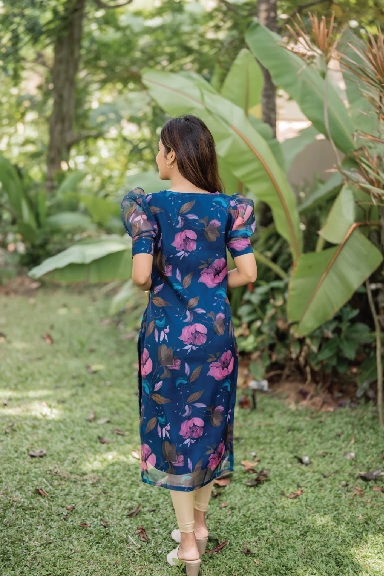 Blueming Blue Organza Kurta