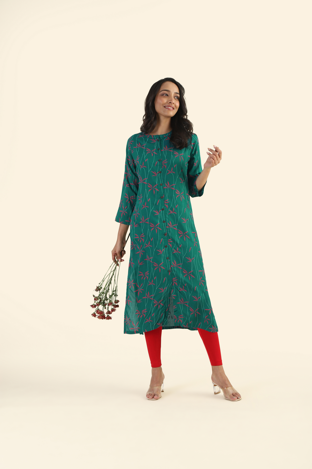 Rich Green Amethyst Sky Viscose Printed Kurta