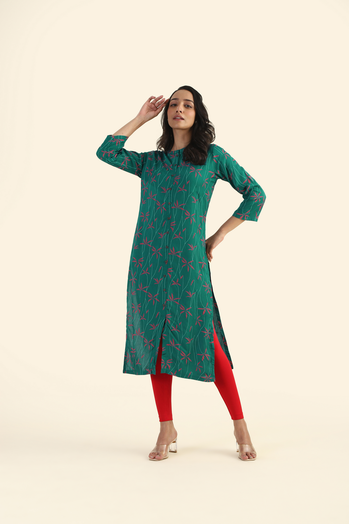 Rich Green Amethyst Sky Viscose Printed Kurta