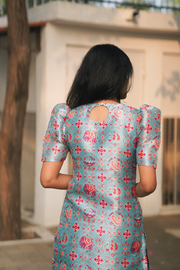 Blue Sapphire Silk Slub Kurta