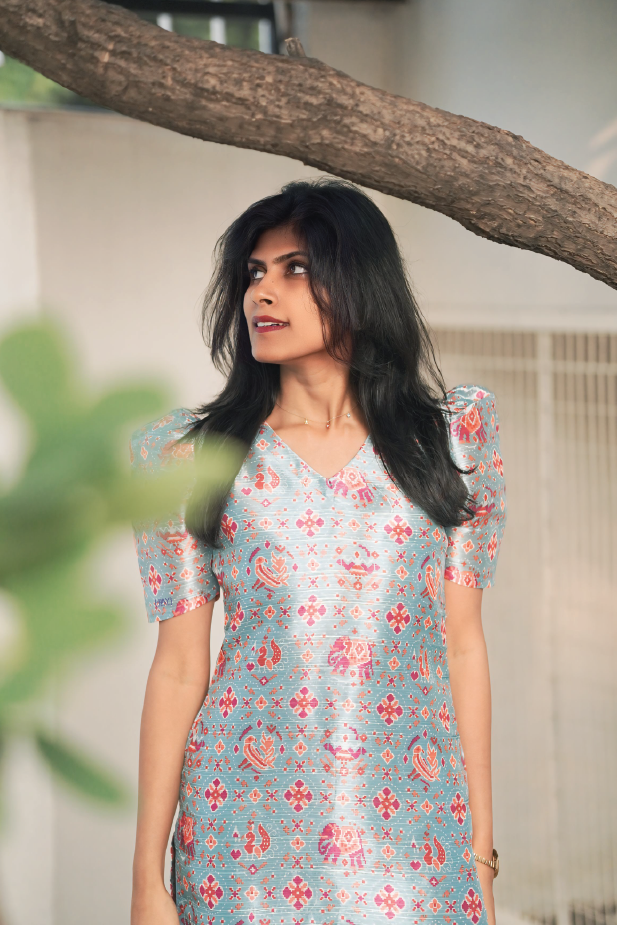 Blue Sapphire Silk Slub Kurta