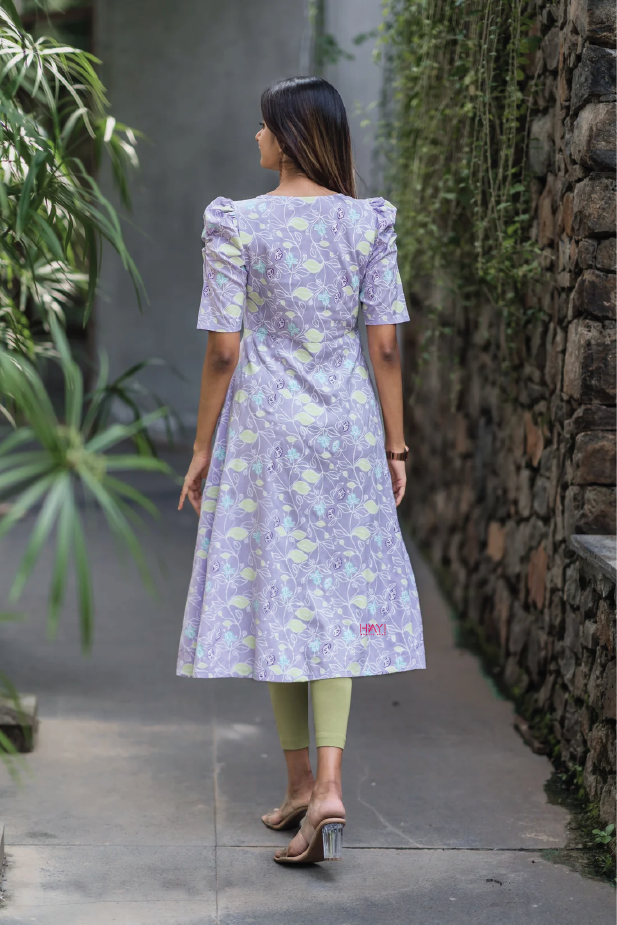 Lavender Lush Printed Viscose Dress