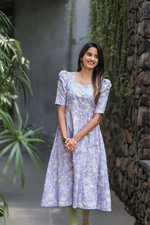 Lavender Lush Printed Viscose Dress