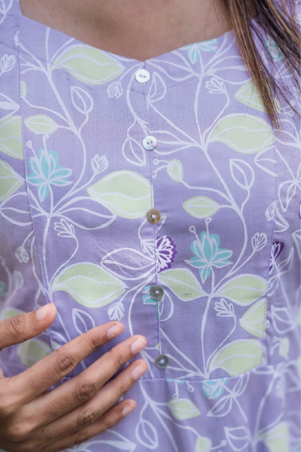 Lavender Lush Printed Viscose Dress