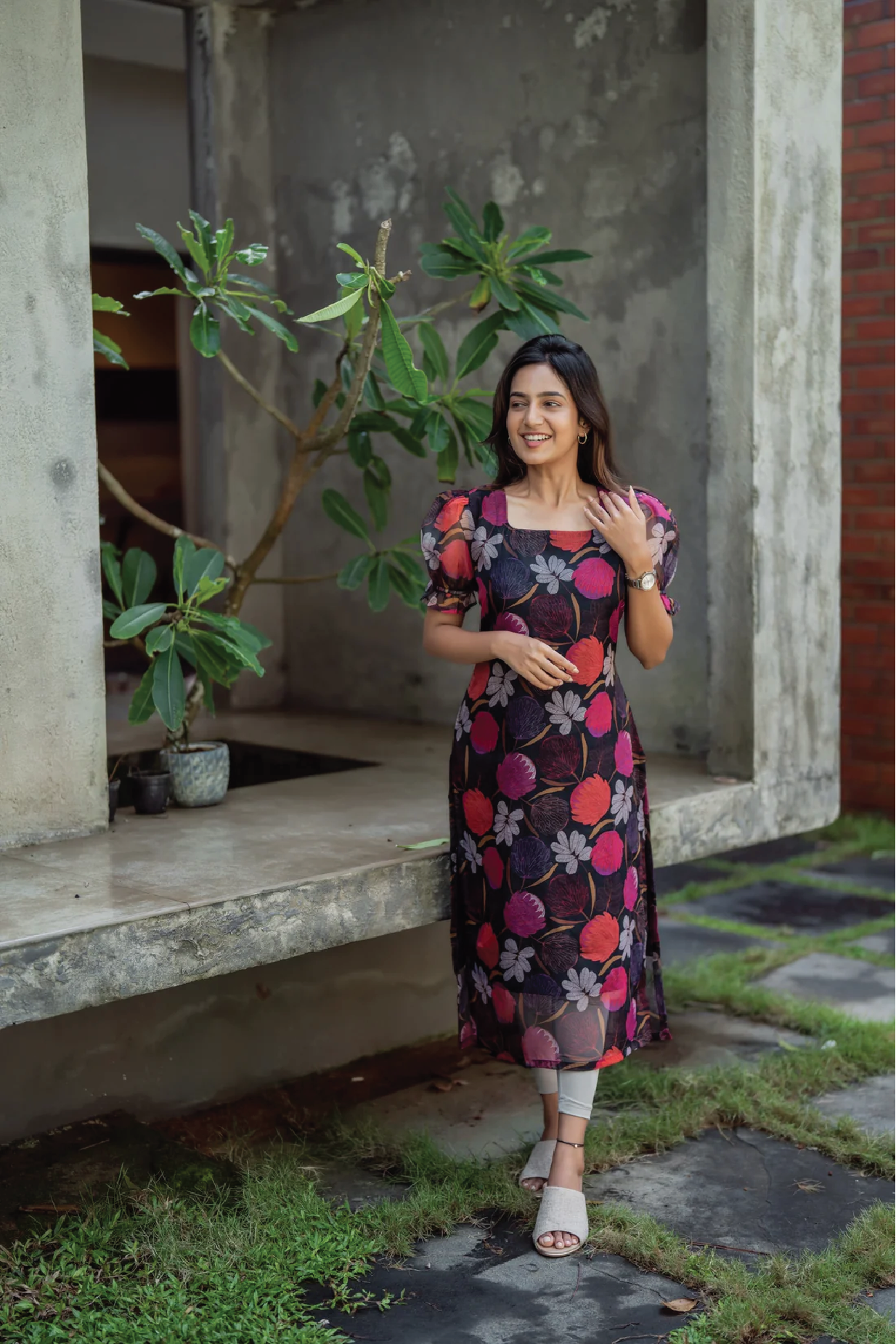 Midnight Orchid Organza Kurta