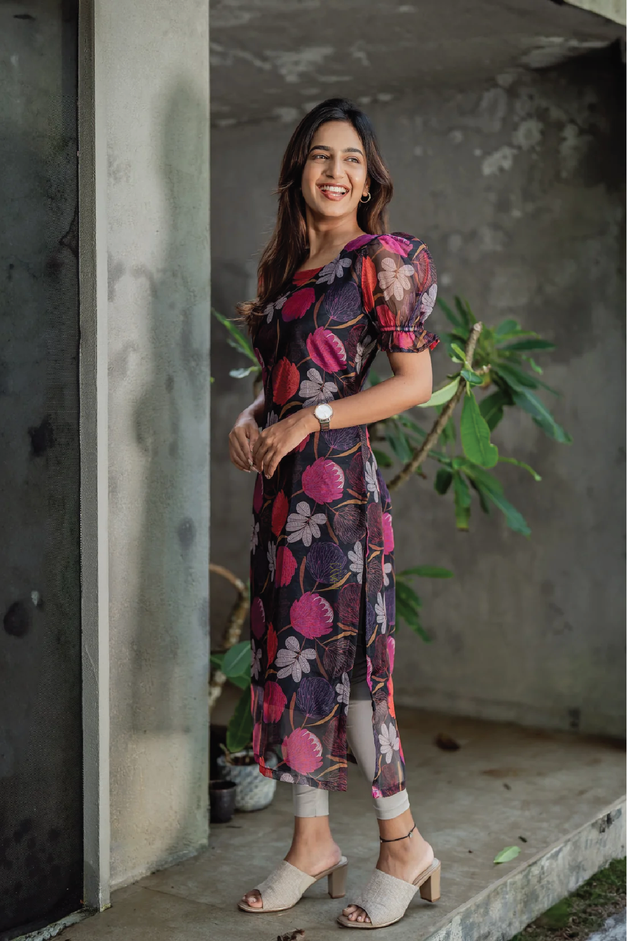 Midnight Orchid Organza Kurta