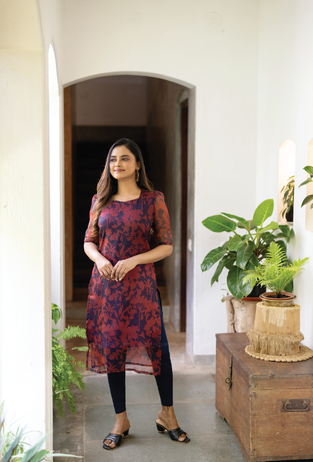 Maroon Crimson Petal Organza Kurta
