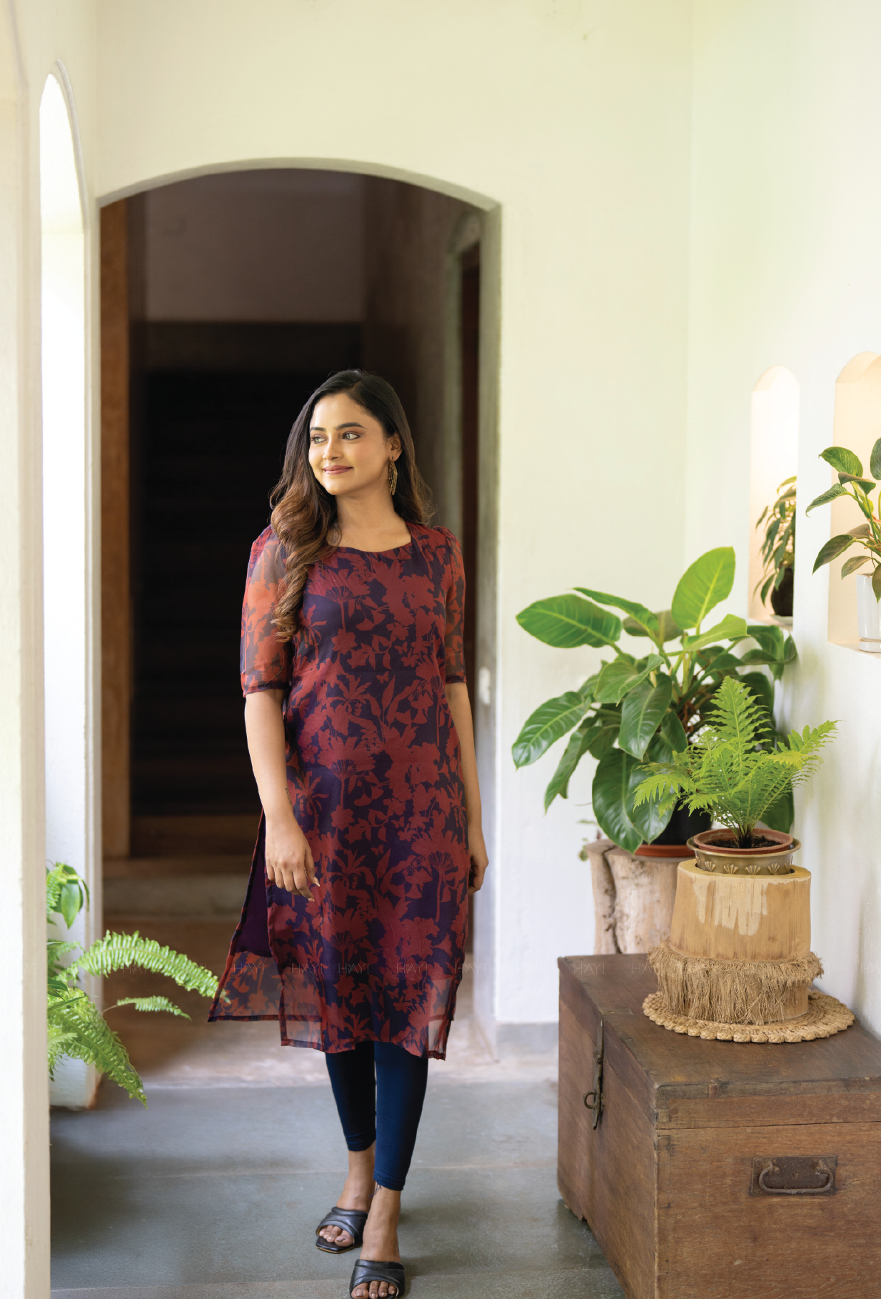Maroon Crimson Petal Organza Kurta