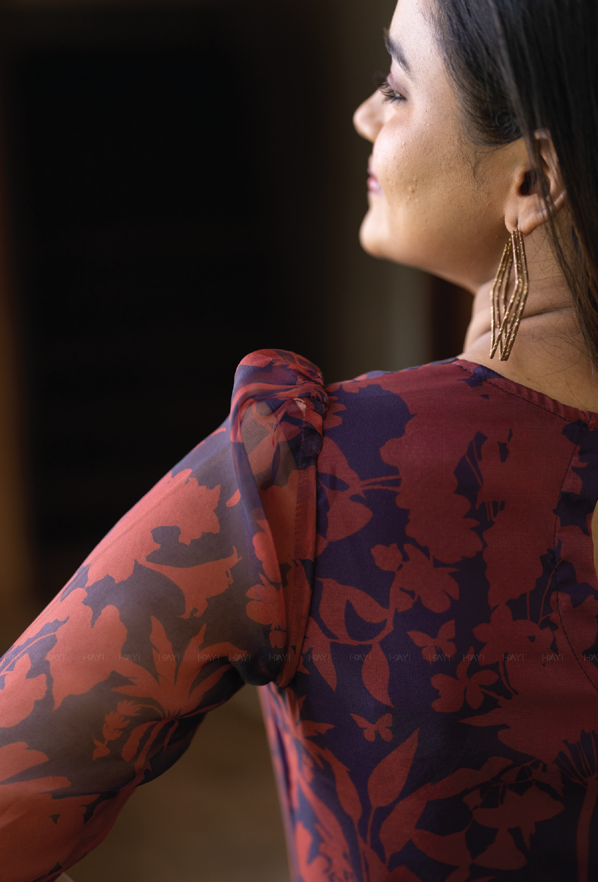 Maroon Crimson Petal Organza Kurta