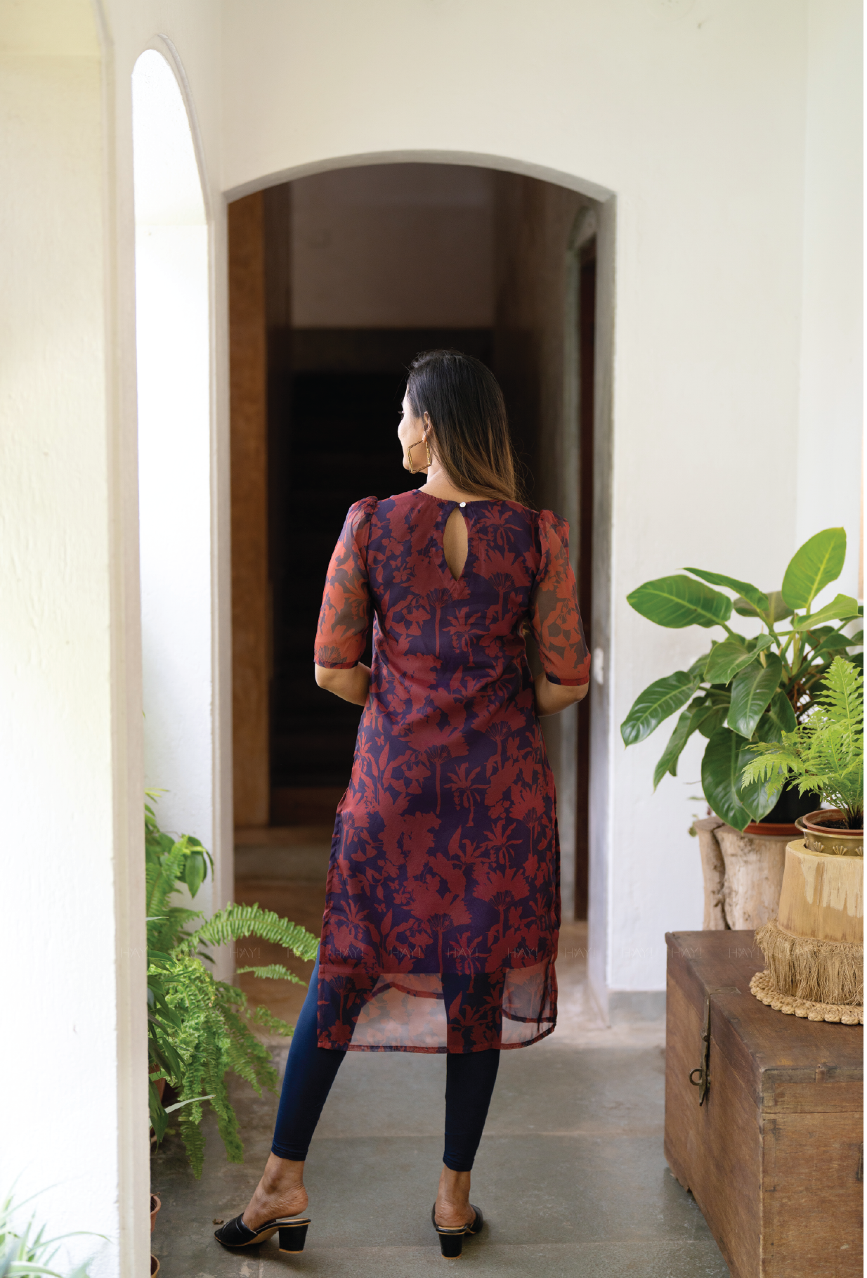 Maroon Crimson Petal Organza Kurta