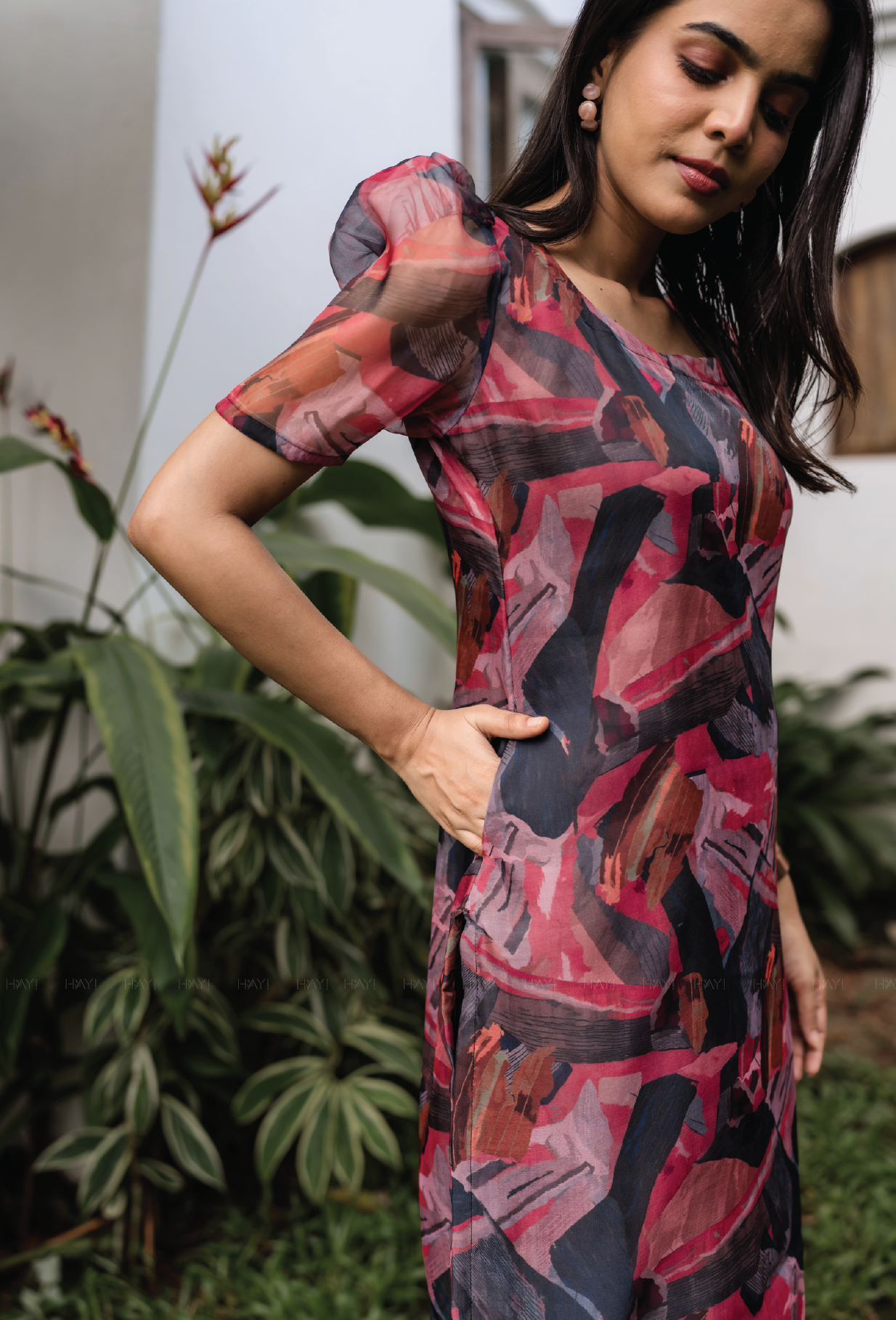 Maroon Its All Abstract Organza Kurta