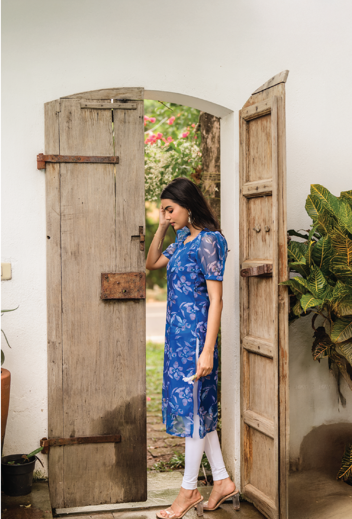 Royal Blue Mystical Flowers Organza Kurta