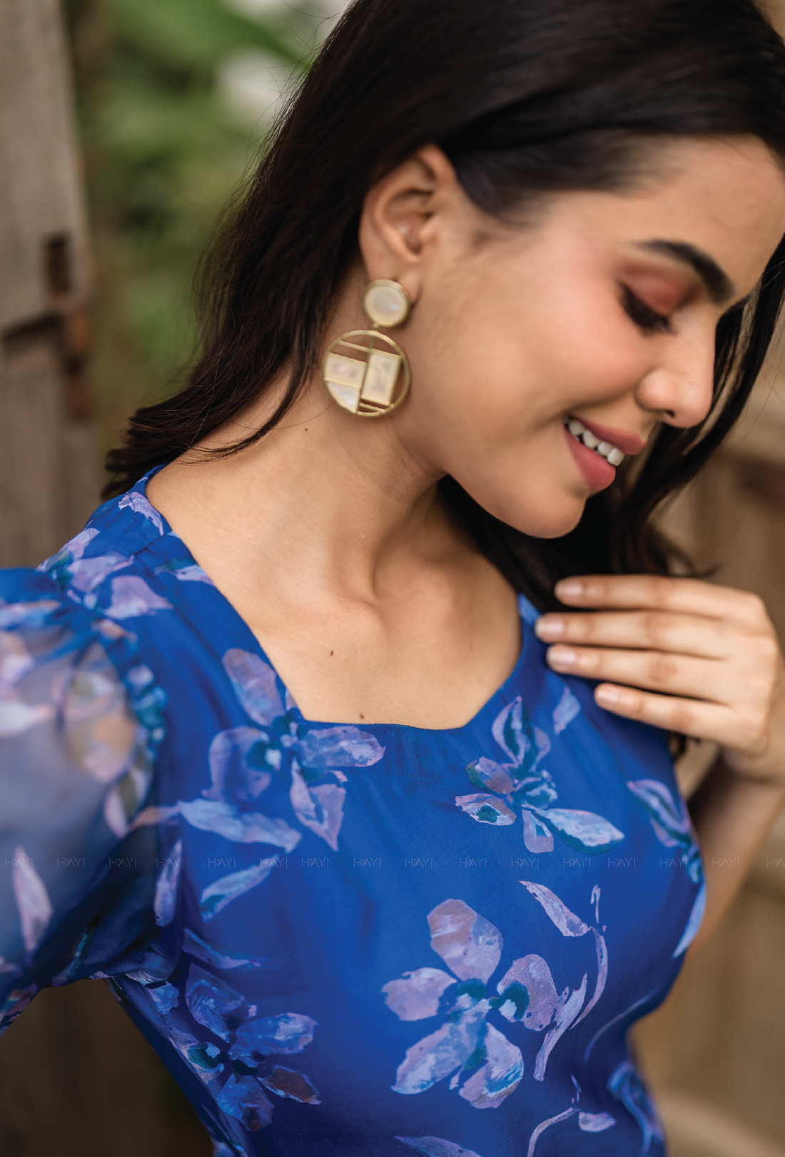 Royal Blue Mystical Flowers Organza Kurta