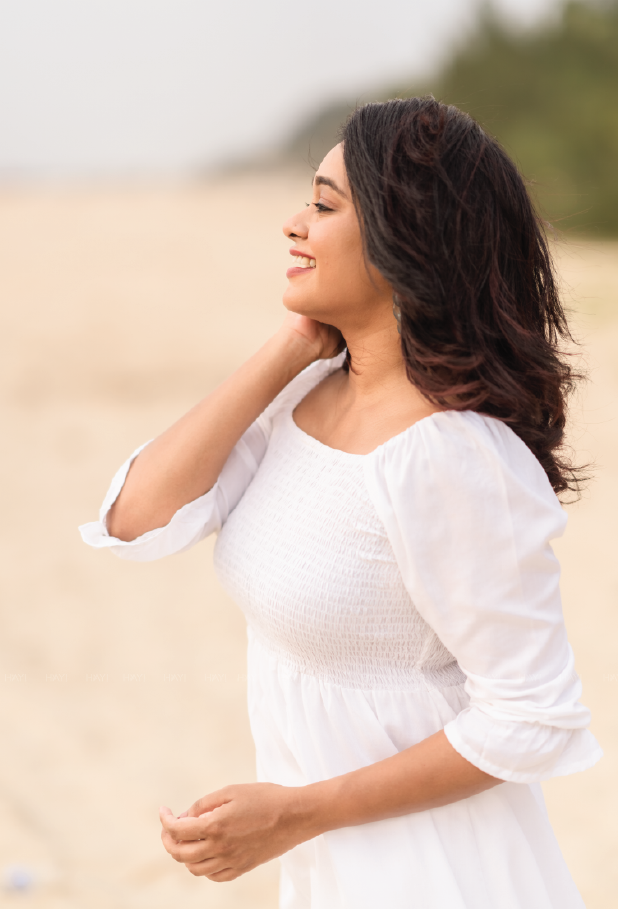 White Snow Drop Smock Viscose Dress