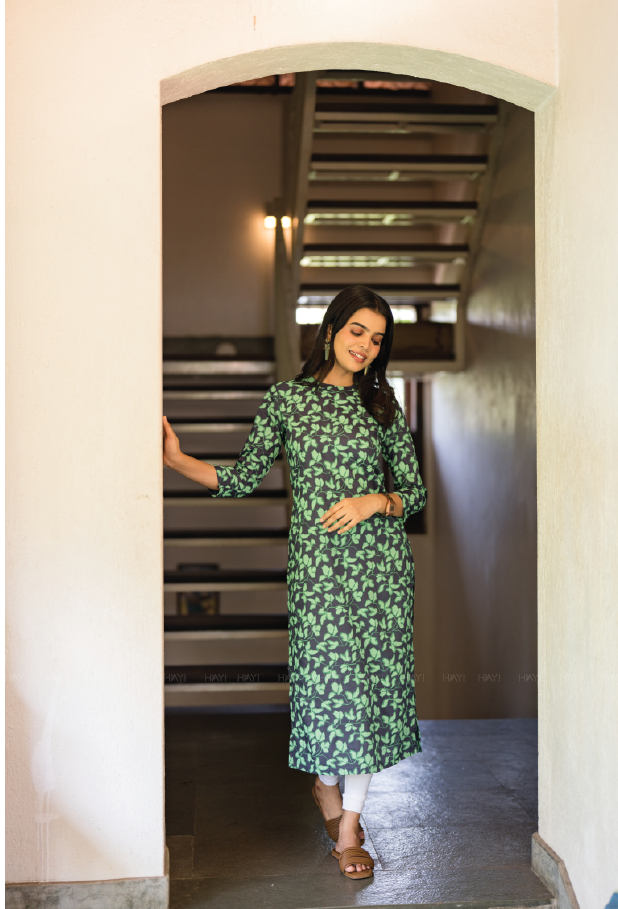 Green Aura Viscose Printed Kurta