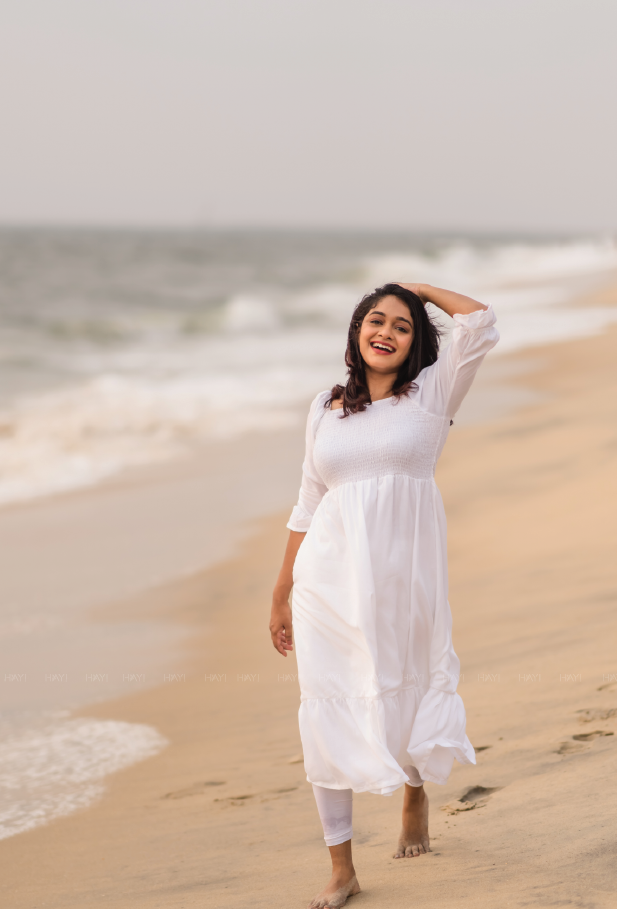 White Snow Drop Smock Viscose Dress