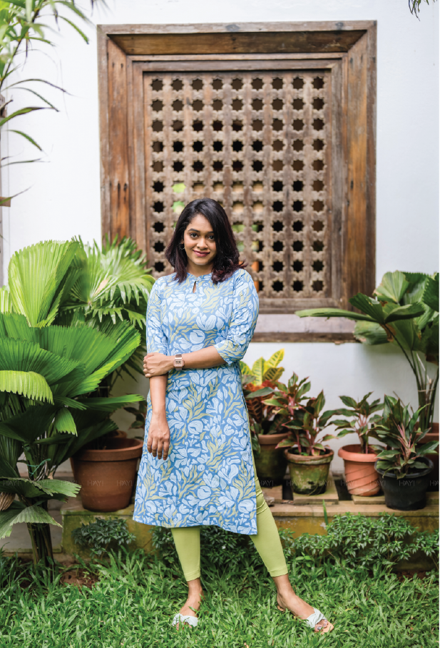 Crowded Blue Coral Viscose Printed Kurta