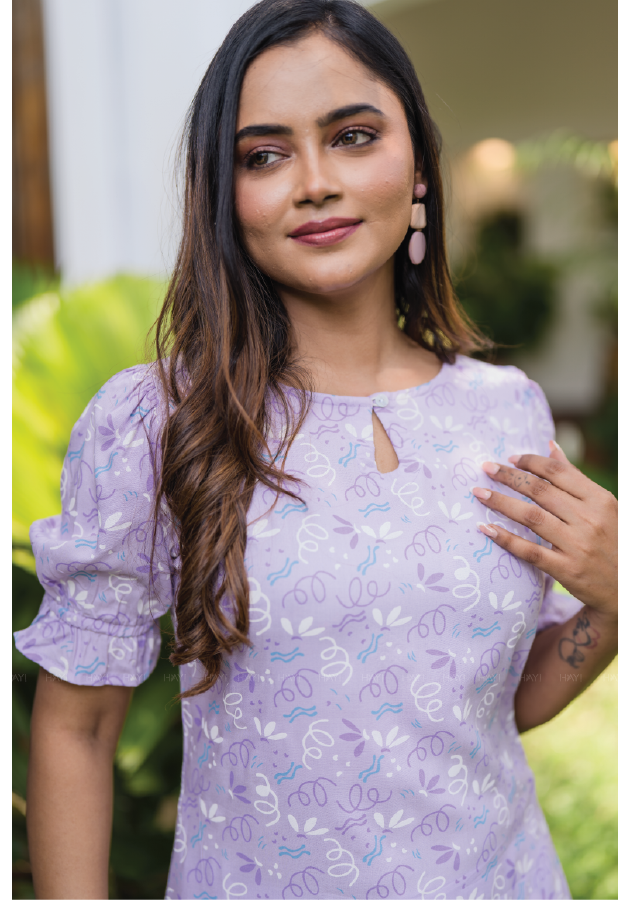 Drifty Lilac Viscose Printed Kurta