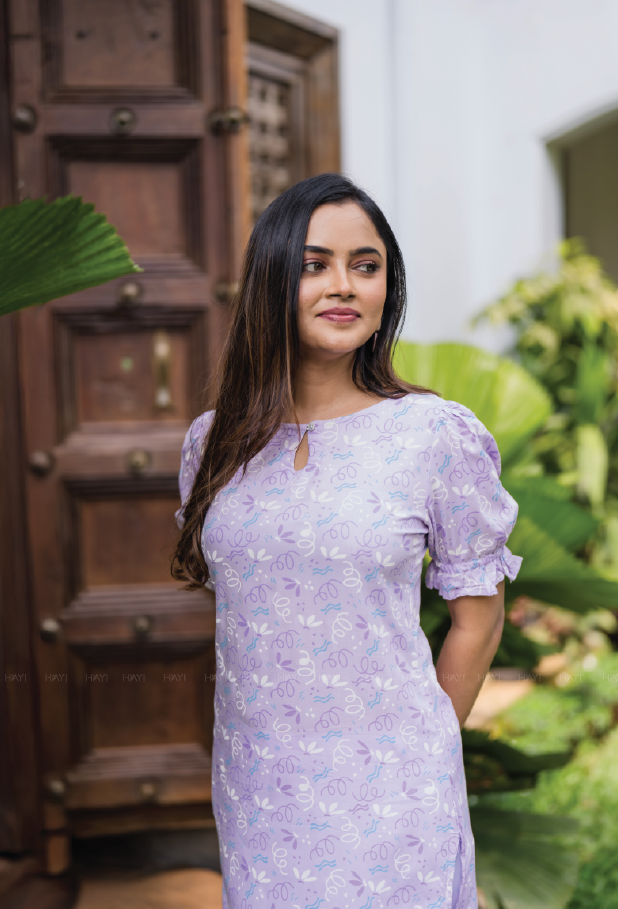 Drifty Lilac Viscose Printed Kurta