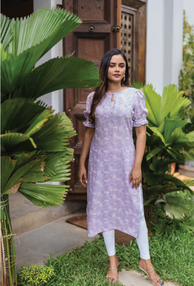 Drifty Lilac Viscose Printed Kurta