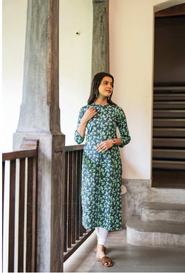 Green Aura Viscose Printed Kurta