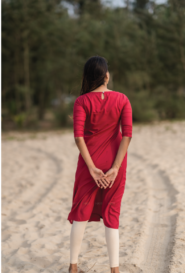 Scarlet Red Bird Chirp Embroidery Dress