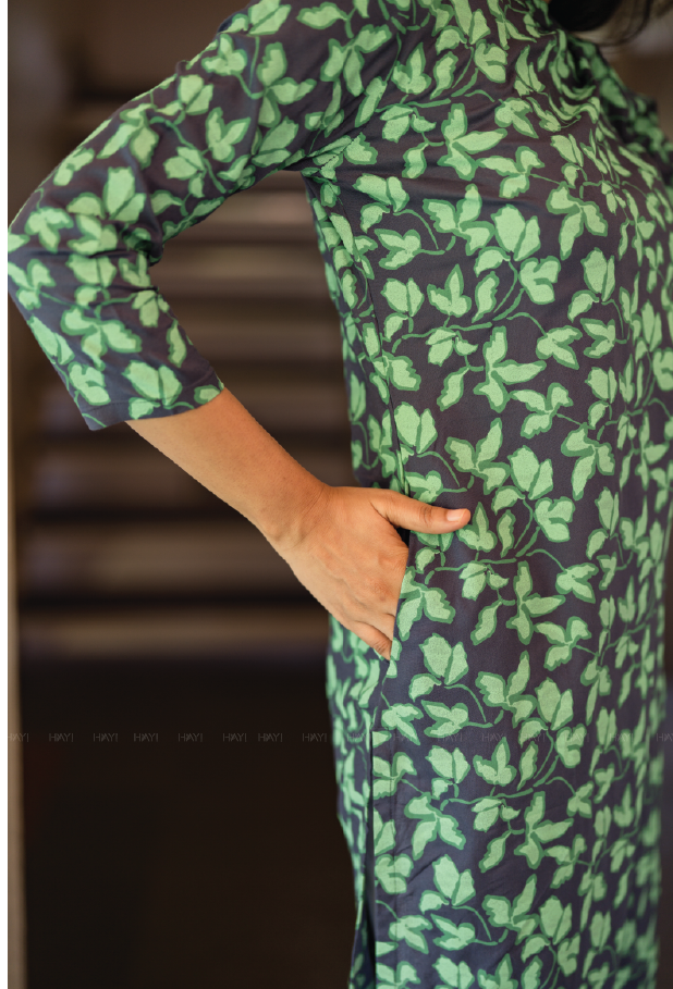 Green Aura Viscose Printed Kurta