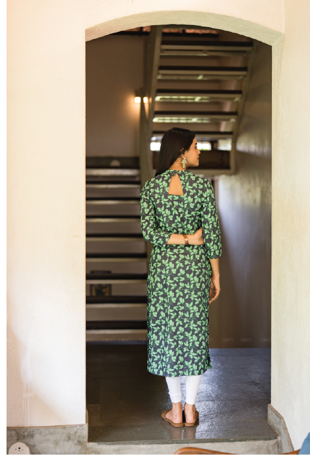 Green Aura Viscose Printed Kurta