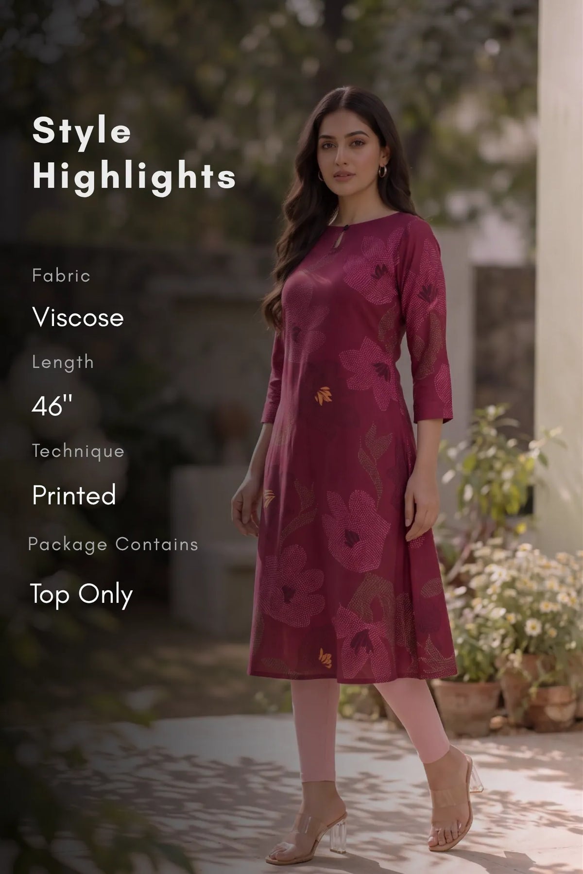 Crimson Lily Red Floral Printed A-Line Kurta