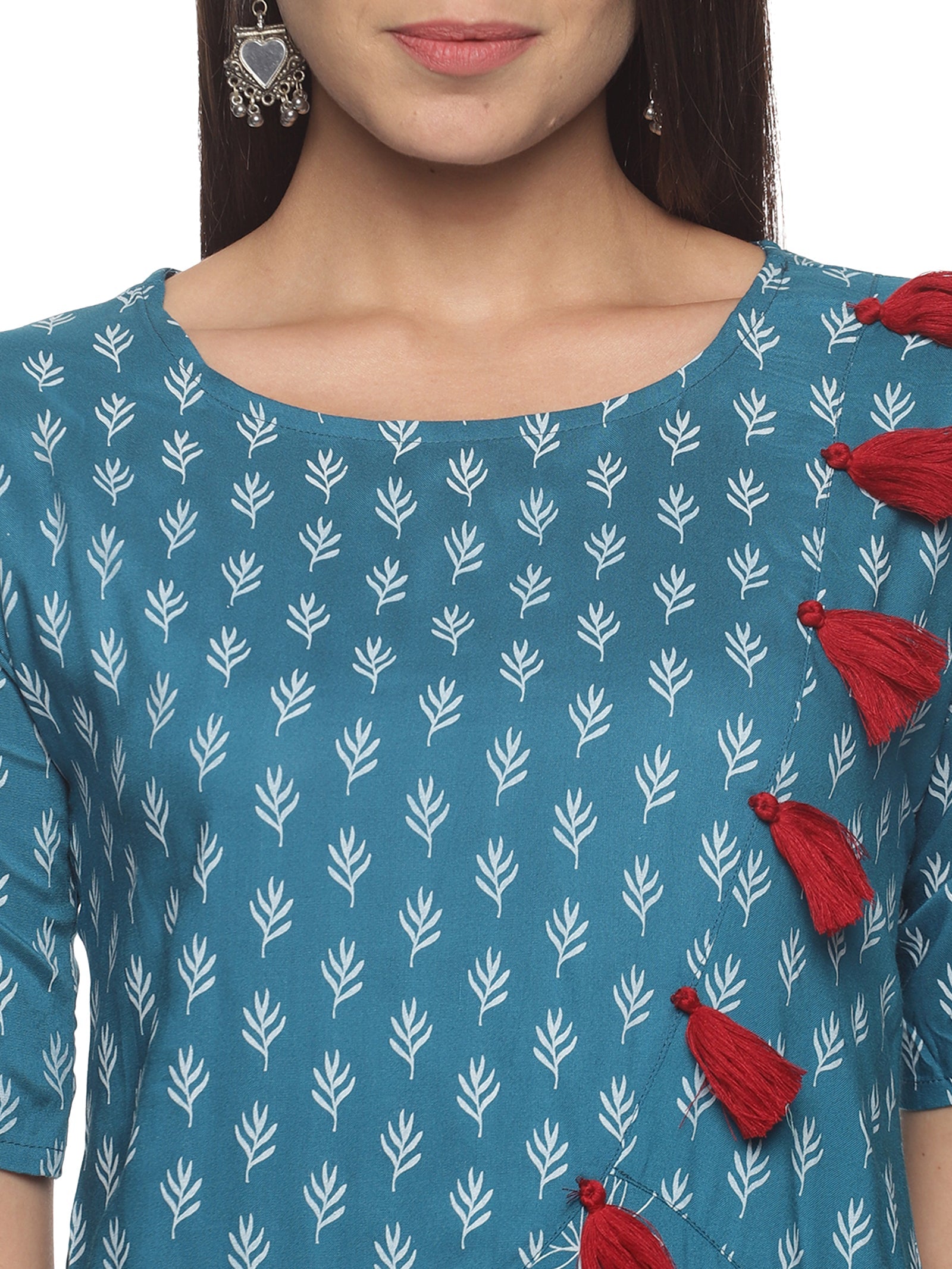 Blue Rise and shine Viscose Printed Kurta