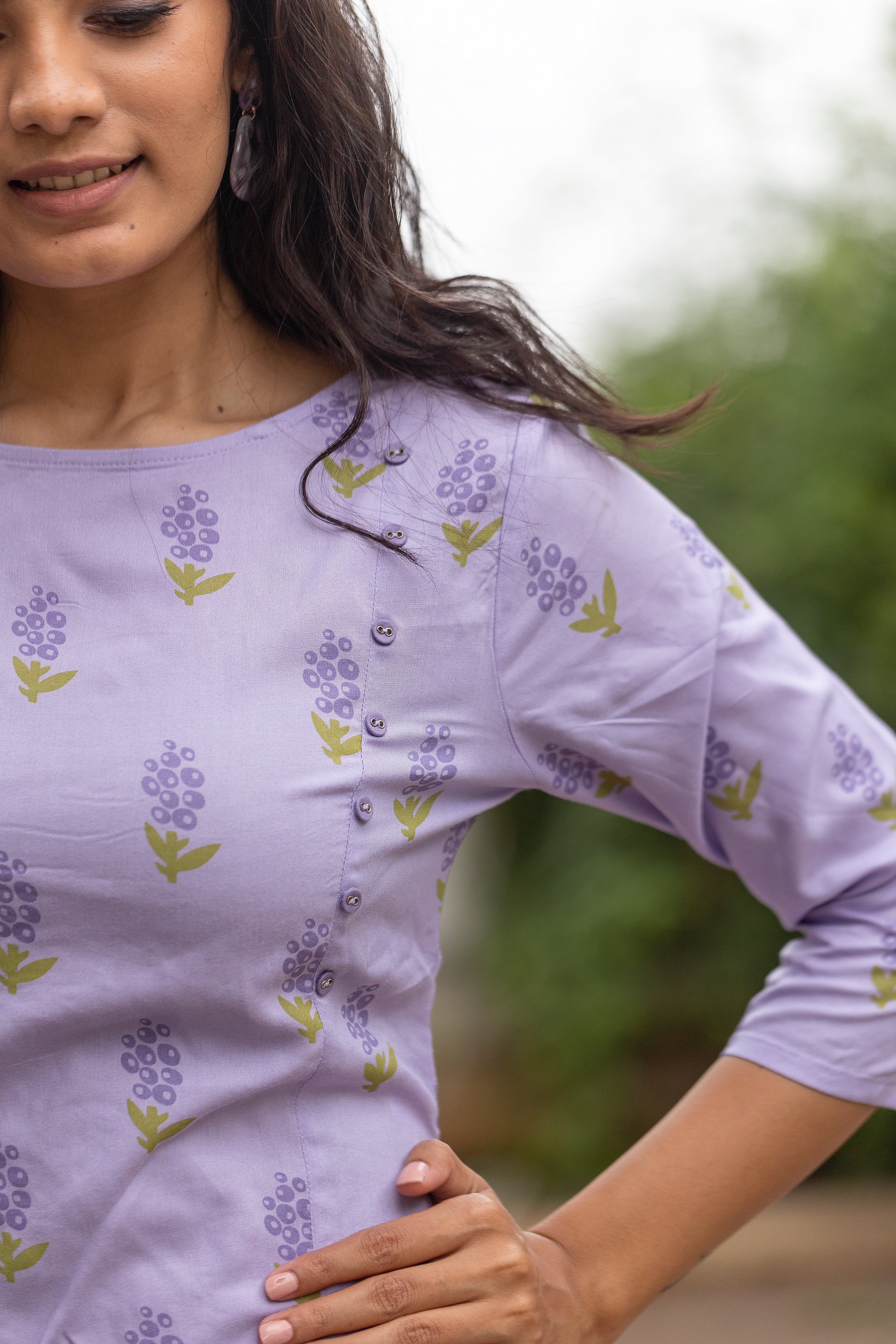 Lavender Berry Bunch Viscose Printed Kurta