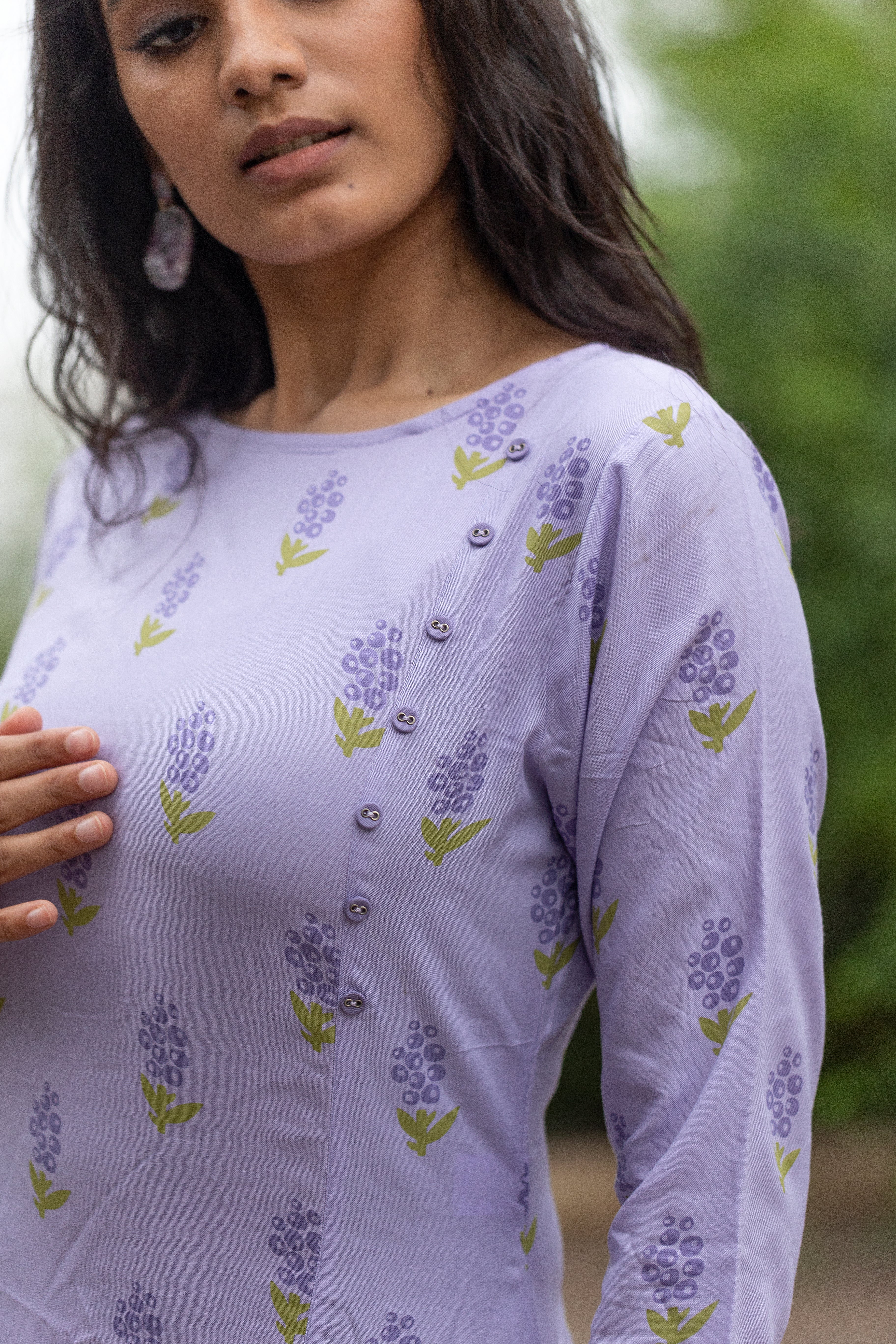 Lavender Berry Bunch Viscose Printed Kurta