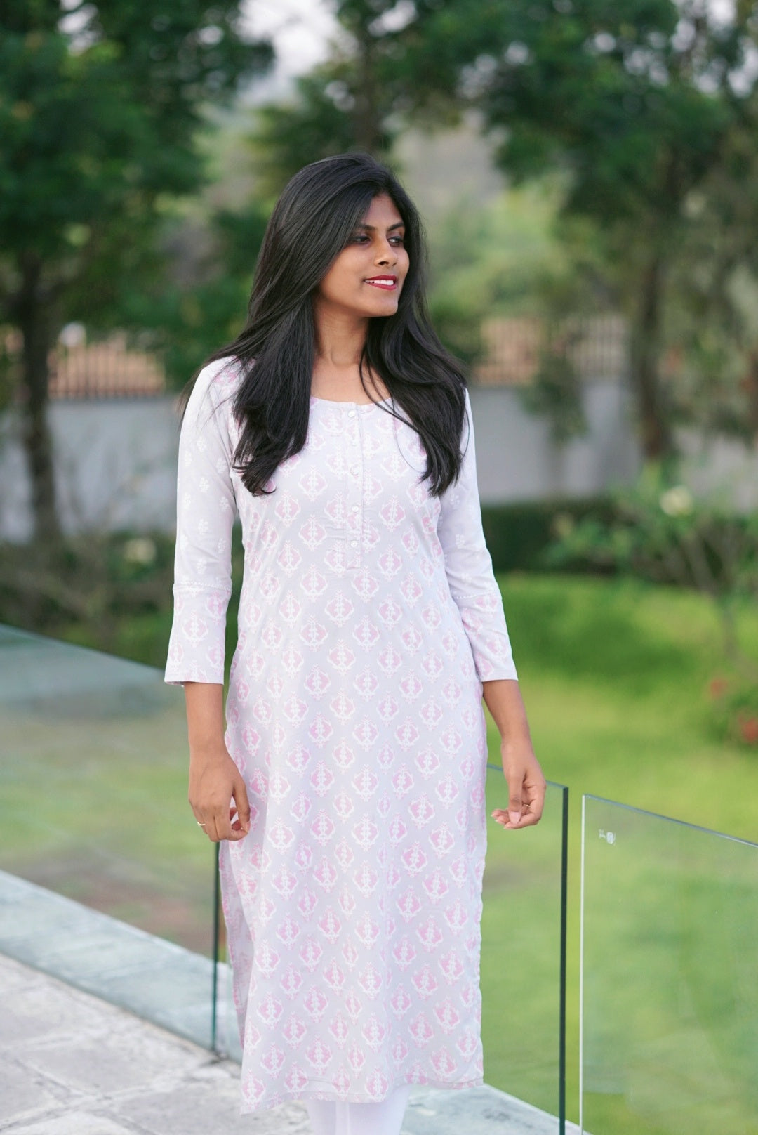 Ornamental motif straight kurti