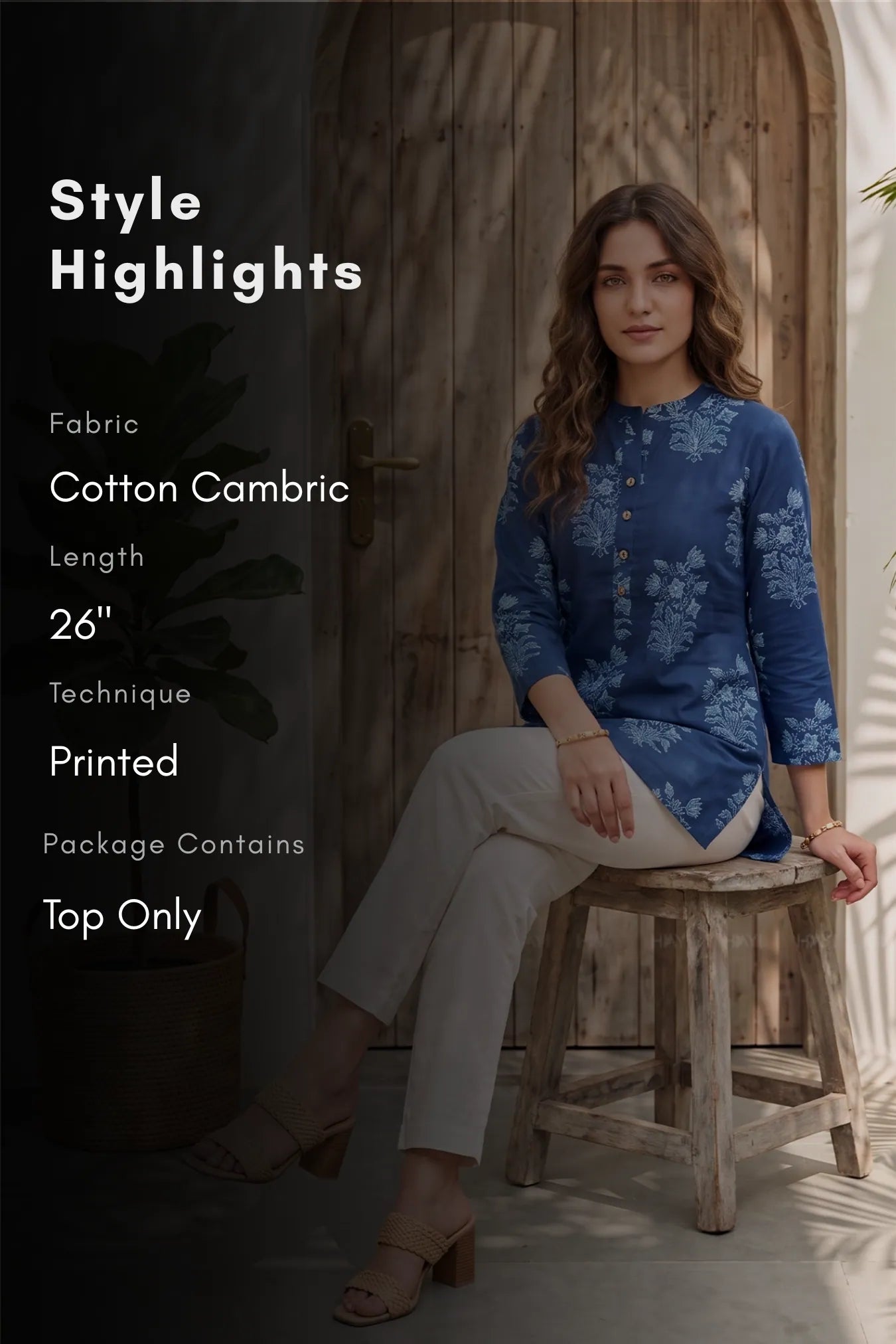 Indigo Bloom Printed Short Kurta