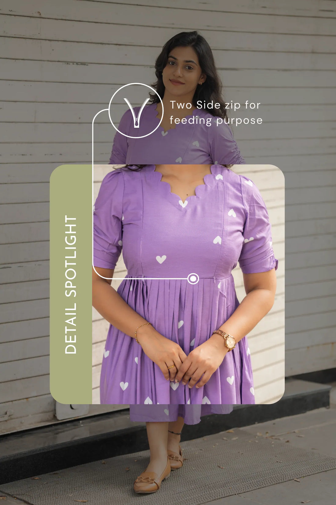 Lilac Aurelle Lavender Printed Maternity and Feeding Outfit