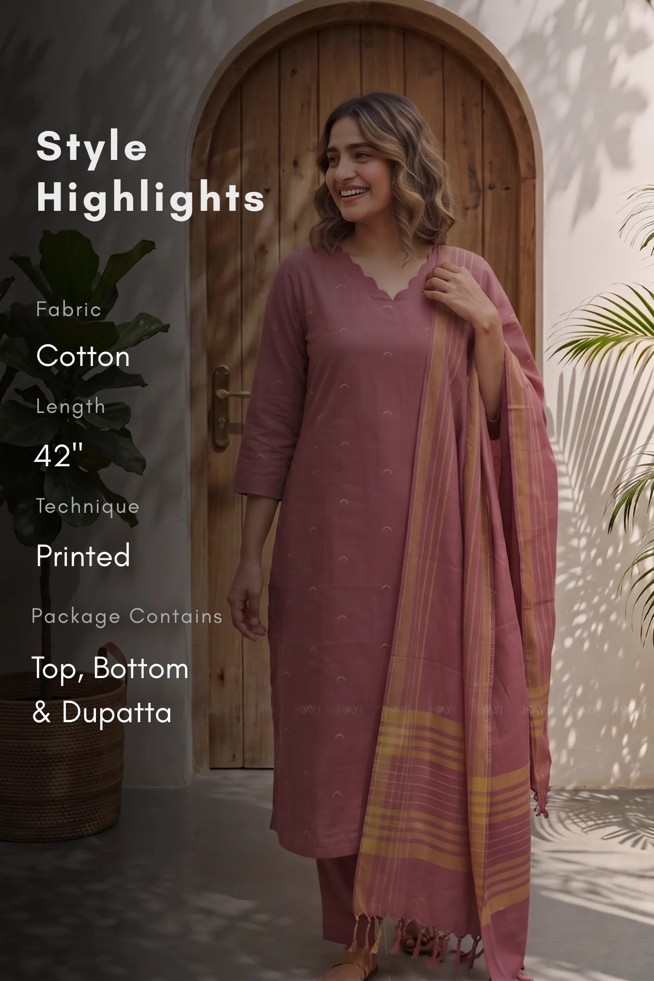 Plum Aura Pink Printed 3 Piece Kurta Set