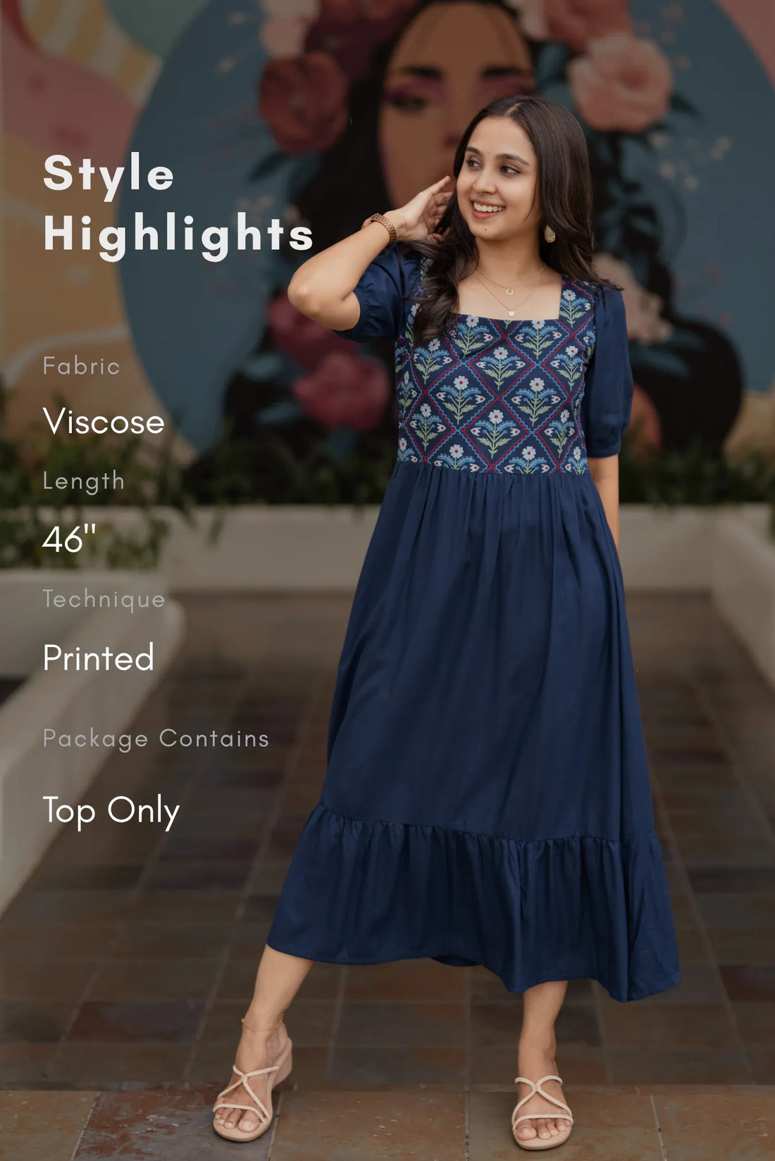 Mystic Indigo Flora Printed Dress