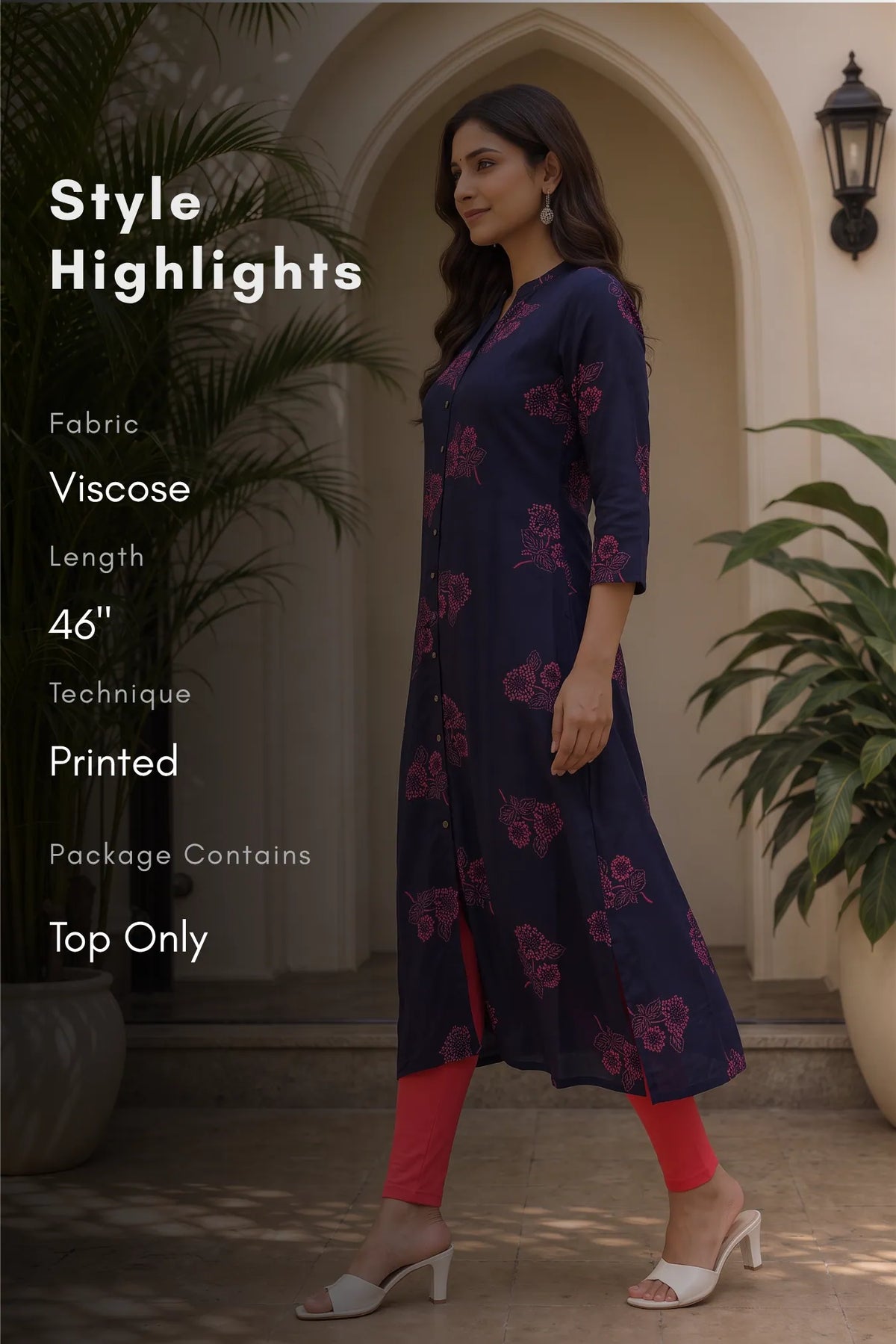 Mystic Indigo Printed A-Line Kurta