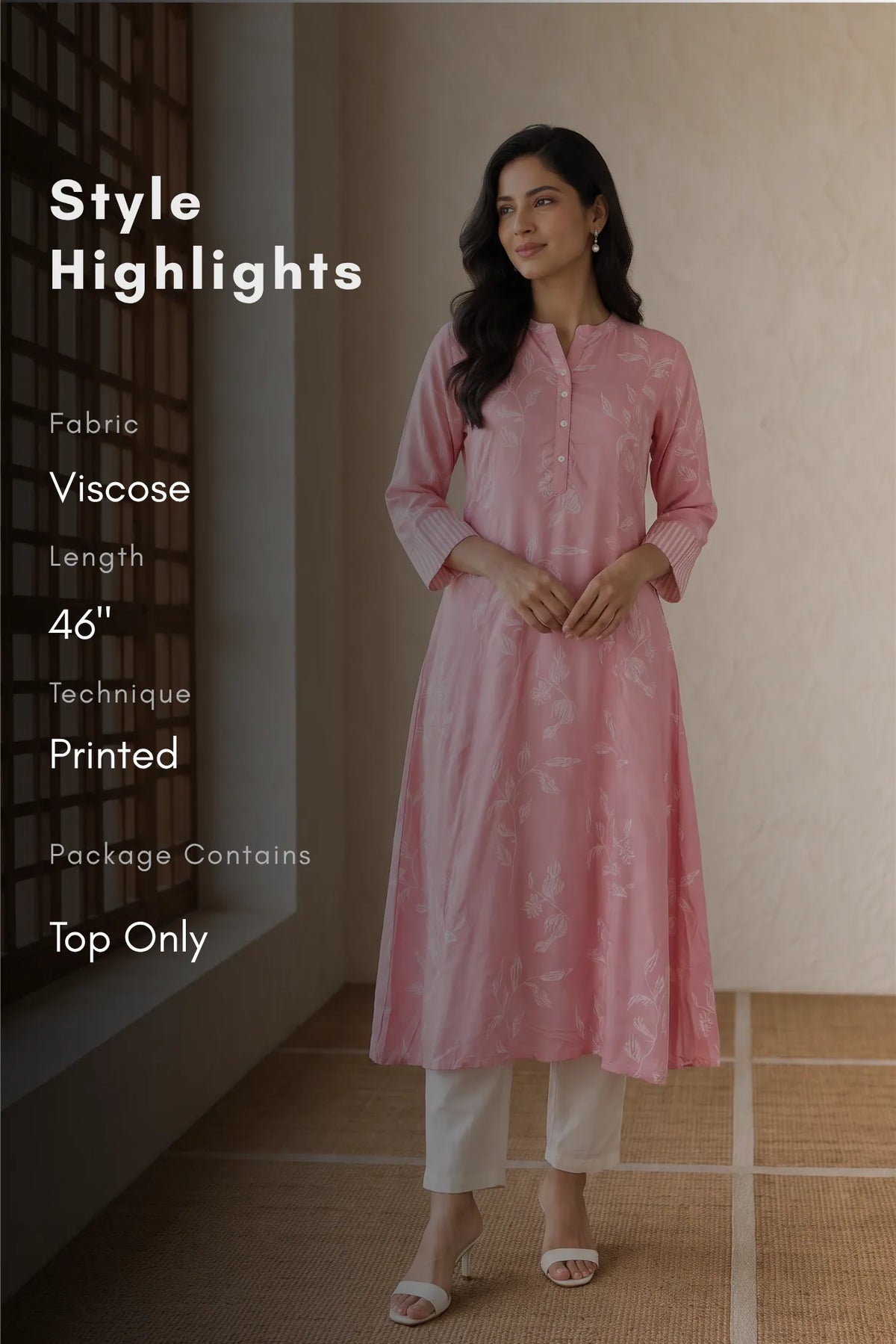 Blush Botanica Pink Printed A-Line Kurta