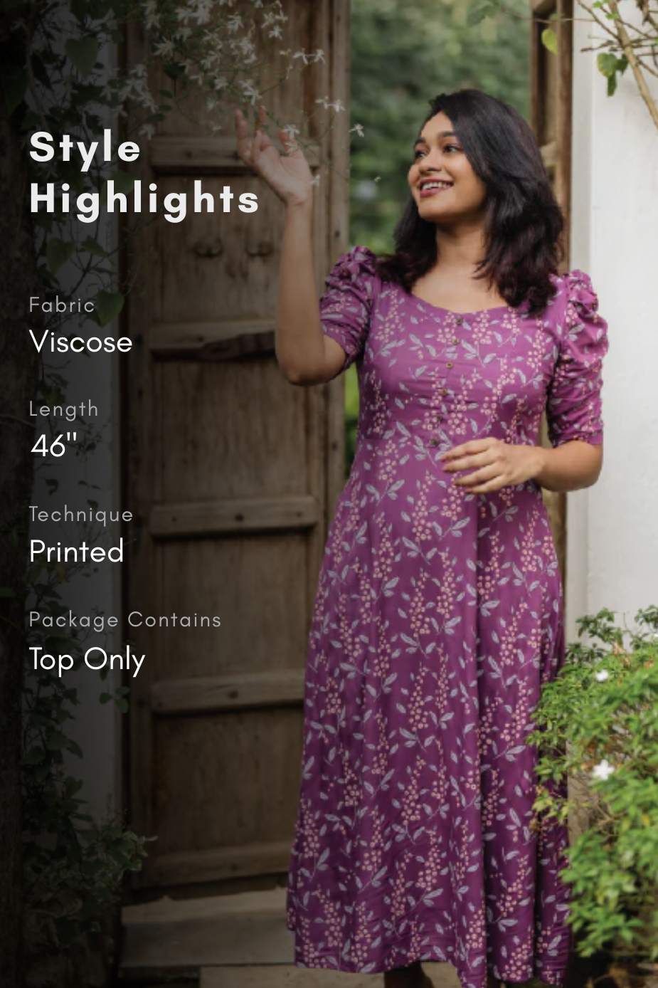 Deep Purple Cherry Plums Viscose Printed Dress