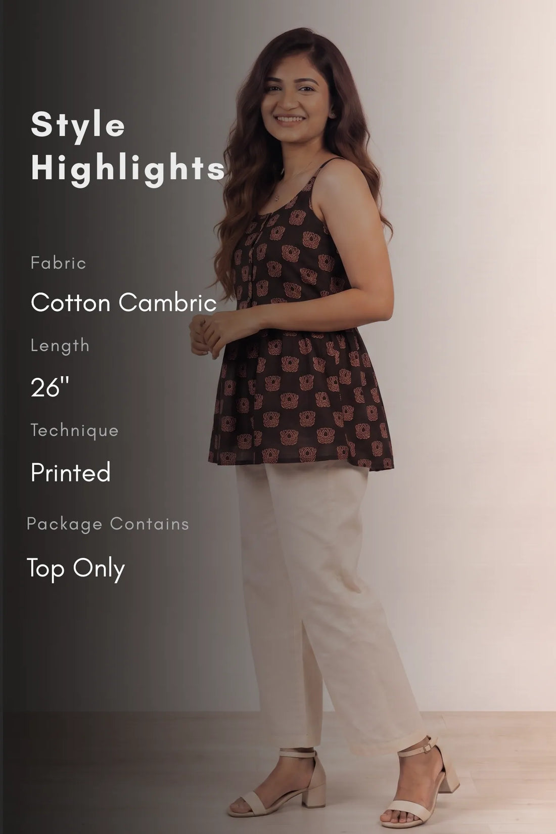 Burnt Coral Printed Short Kurta