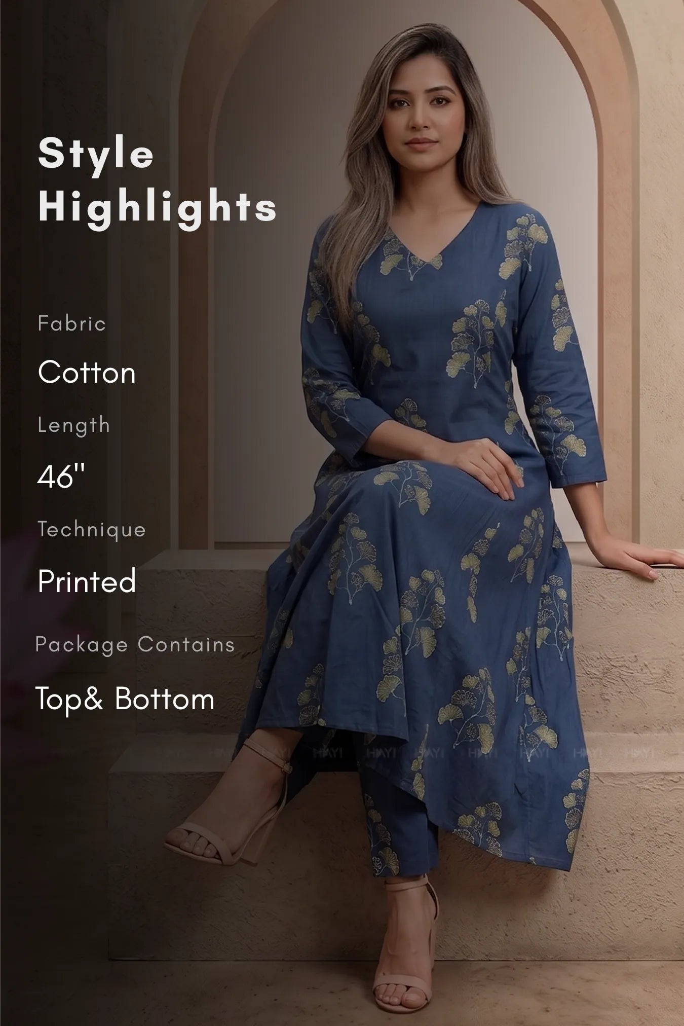 Ginko Charm Blue Printed Co-ord Set