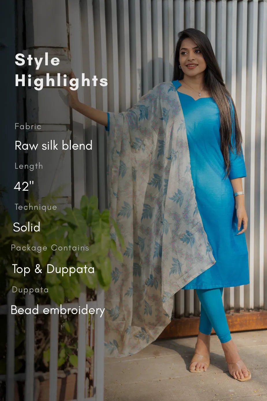 Neeisha Solid 2 Piece Raw Silk Blend Kurta with Dupatta