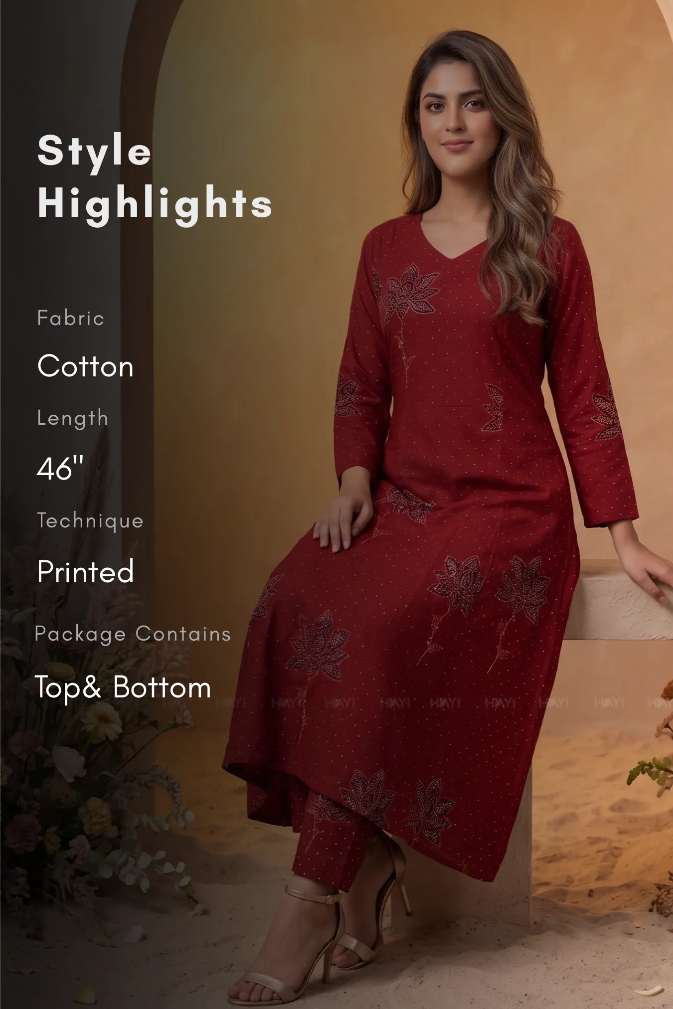 Saffron Petals Red Printed Co-ords