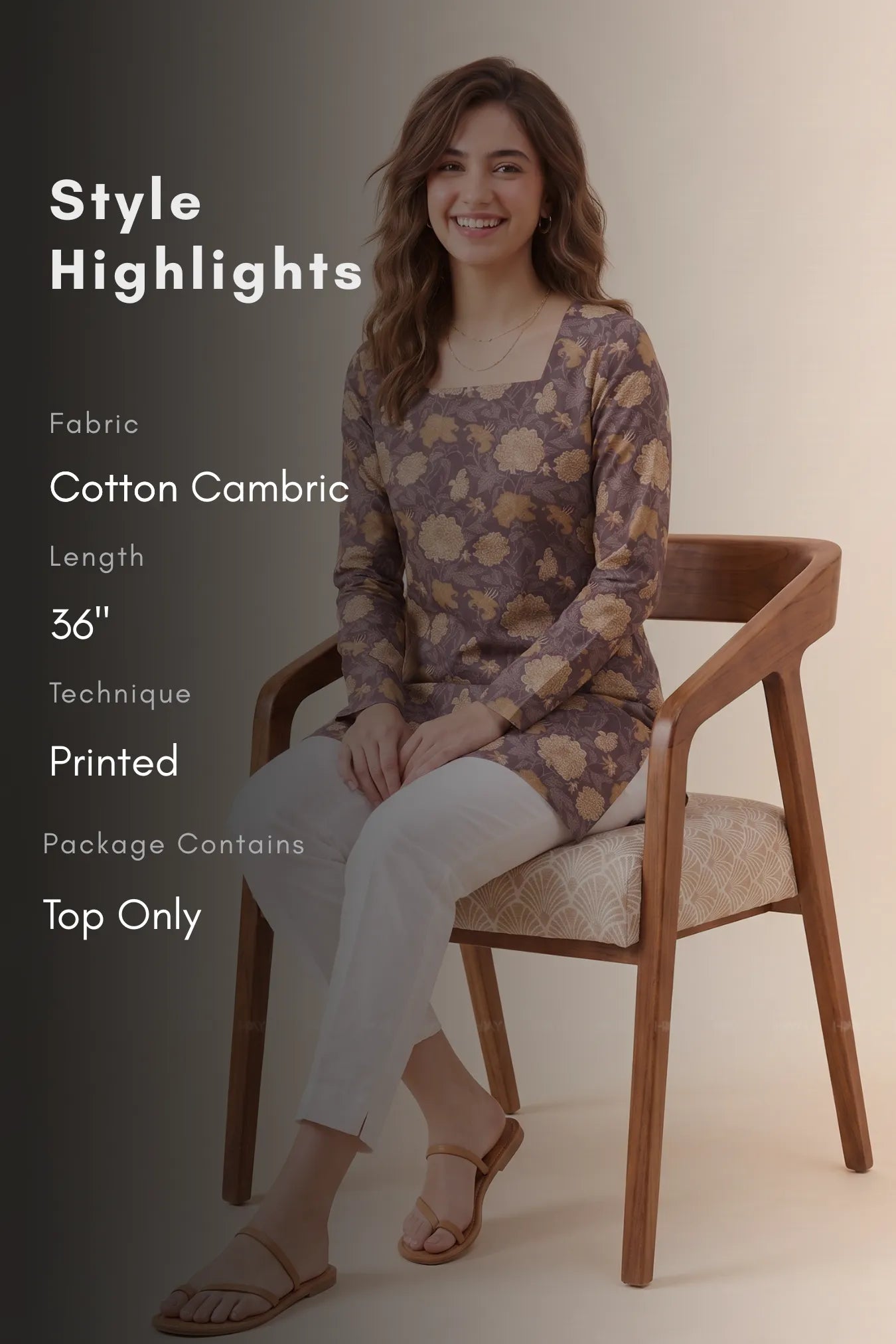 Amber Petal Printed Short Kurta
