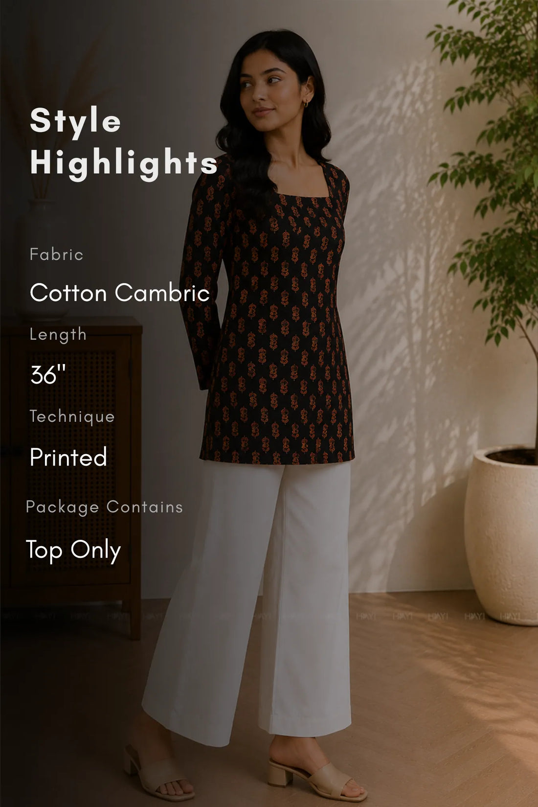 Chestnut Chic Printed Short Kurta