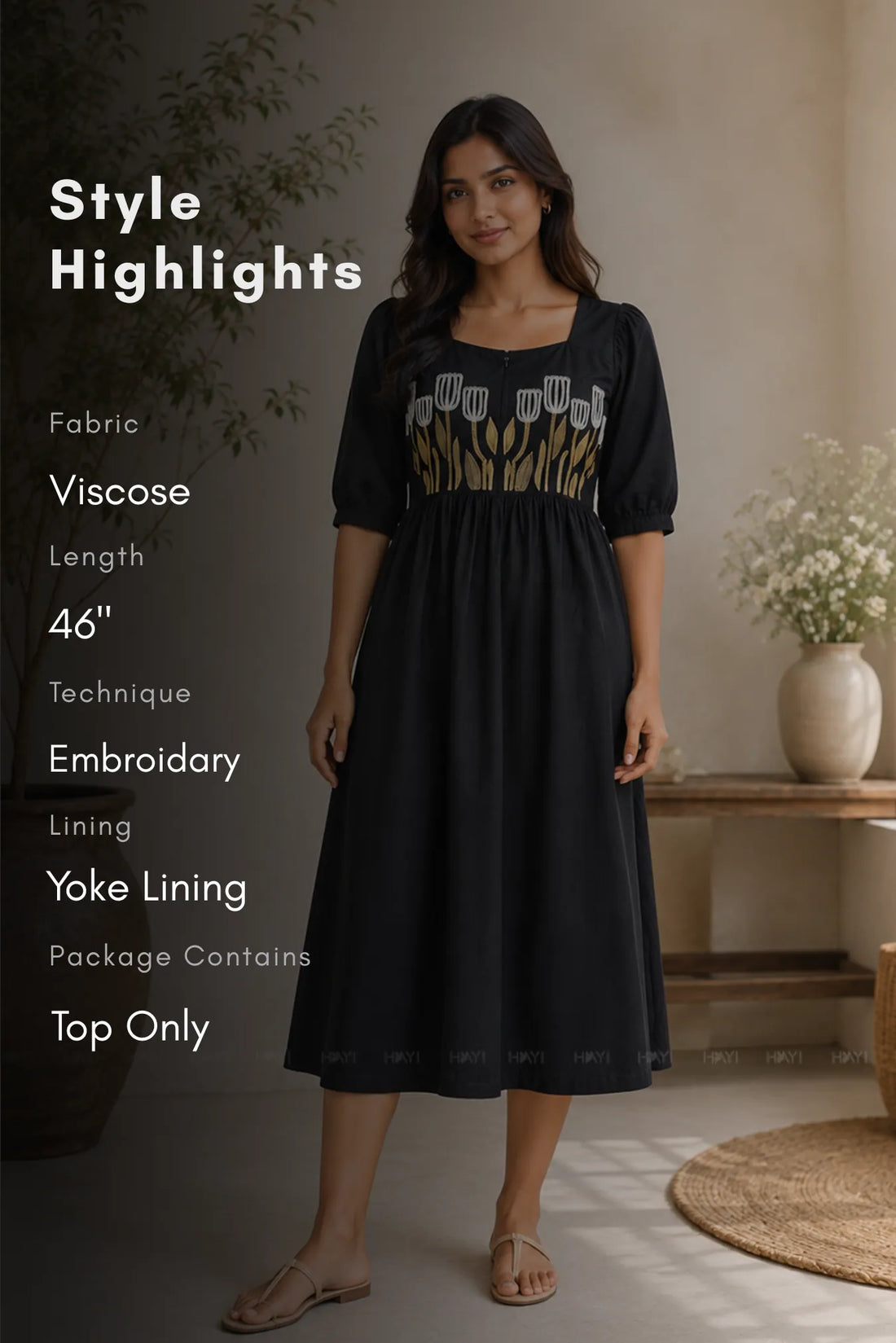 Tulip Poppy Floral Embroidary Maternity and Feeding Dress