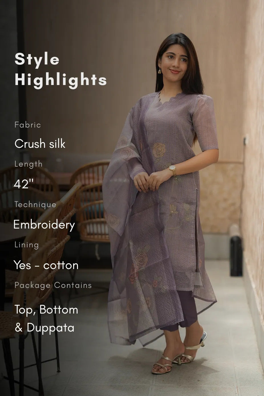Purple Daze Lavender Crush Silk Kurta set with Dupatta