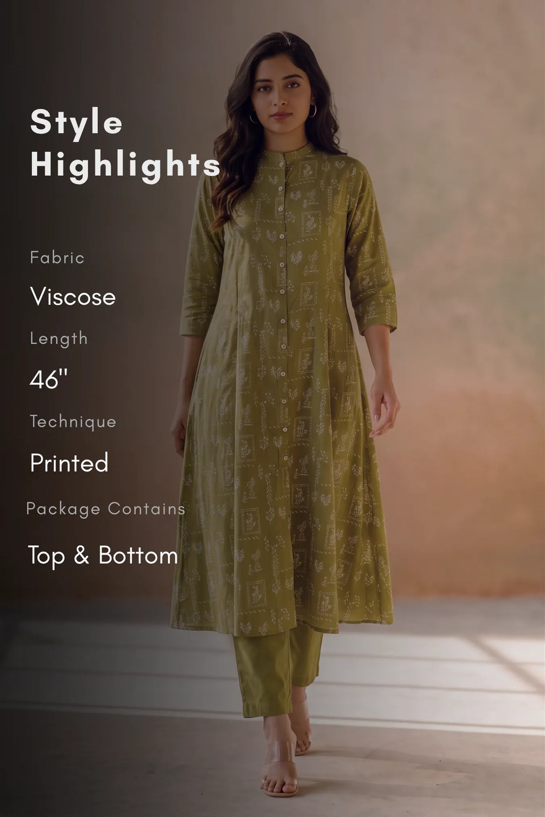 Willow Bloom Green Viscose Printed Co-ords Set