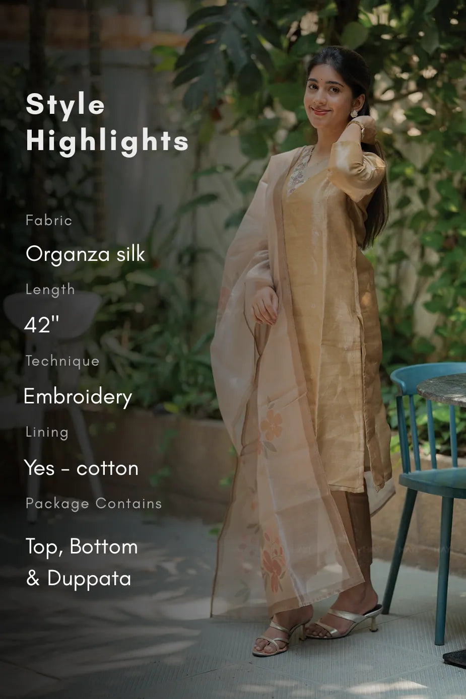 Rustic Yellow Organza Silk Kurta Set With Dupatta